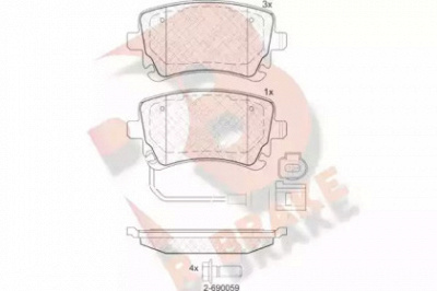 R BRAKE rb1674203 -  Комплект тормозных колодок, дисковый тормоз